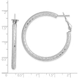 Sterling Silver Hoop Earrings with Textured Raised Pattern, Large Modern Statement Style