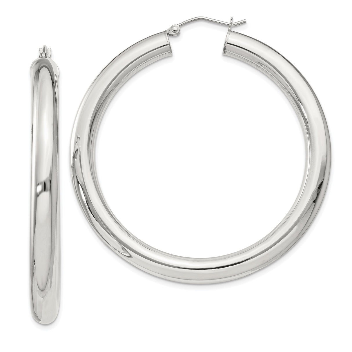 Sterling Silver Hoop Earrings, Classic Polished Round Hoops, Lightweight Minimalist Style for Women
