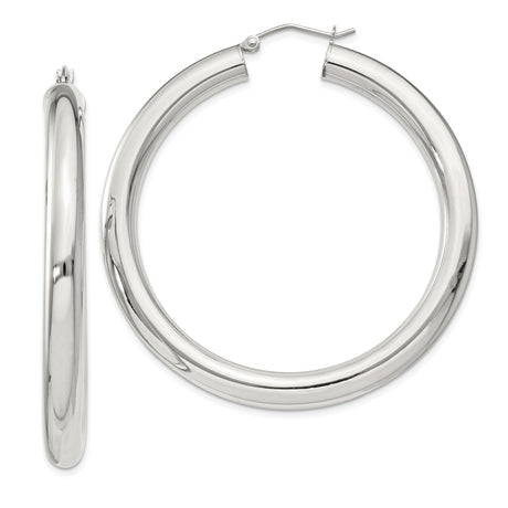 Sterling Silver Hoop Earrings, Classic Polished Round Hoops, Lightweight Minimalist Style for Women