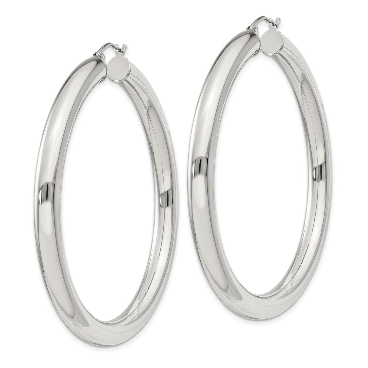 Sterling Silver Hoop Earrings, Classic Round Tube Design with High Polish Finish for Women