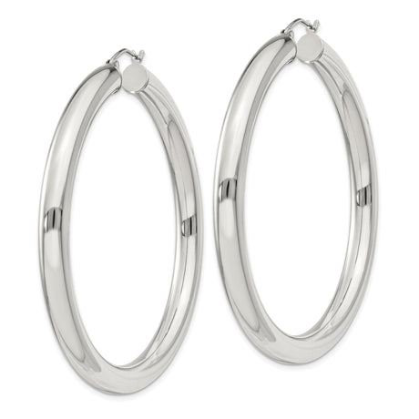 Sterling Silver Hoop Earrings, Classic Round Tube Design with High Polish Finish for Women