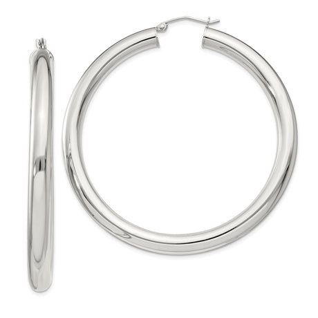 Sterling Silver Hoop Earrings, Classic Round Tube Design with High Polish Finish for Women