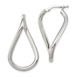 Sterling Silver Twisted Teardrop Hoop Earrings, High Polish Minimalist Design for Women