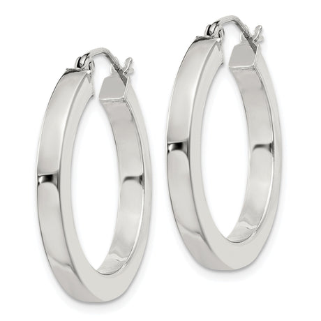 Sterling Silver Hoop Earrings, High Polish Round Tube, Lightweight Minimalist Design for Women
