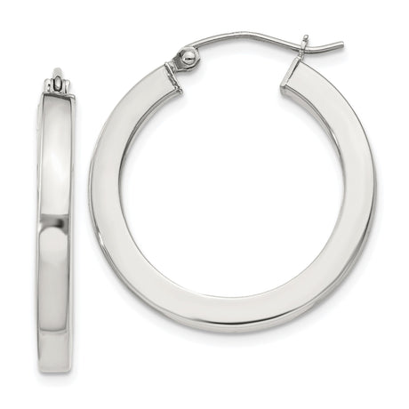 Sterling Silver Hoop Earrings, High Polish Round Tube, Lightweight Minimalist Design for Women
