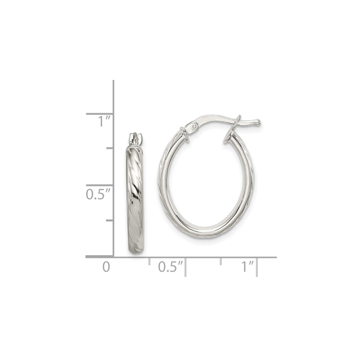 Sterling Silver Oval Hoop Earrings with Twisted Design and Polished Finish for Women