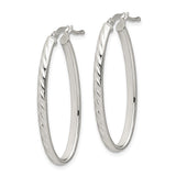 Sterling Silver Oval Hoop Earrings with Polished Twisted Design