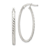 Sterling Silver Oval Hoop Earrings with Polished Twisted Design