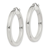 Sterling Silver Hoop Earrings, Smooth Round Polished Design, Lightweight Minimalist Style