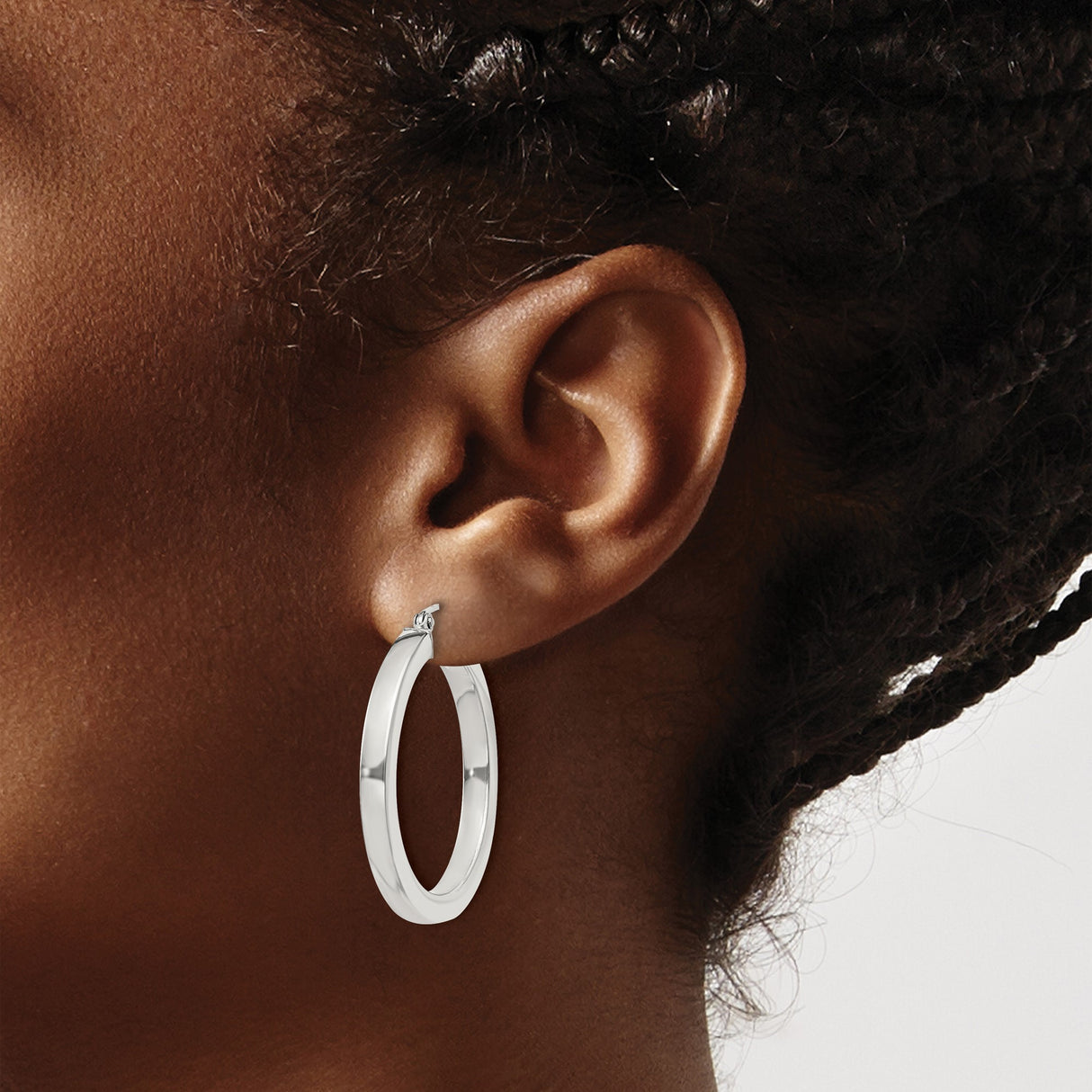 Sterling Silver Hoop Earrings, Smooth Round Polished Design, Lightweight Minimalist Style