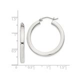 Sterling Silver Hoop Earrings, Smooth Round Polished Design, Lightweight Minimalist Style