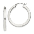 Sterling Silver Hoop Earrings, Smooth Round Polished Design, Lightweight Minimalist Style