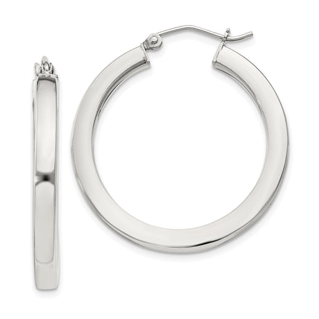 Sterling Silver Hoop Earrings, Smooth Round Polished Design, Lightweight Minimalist Style