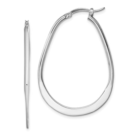 Sterling Silver Teardrop Hoop Earrings, Lightweight Minimalist Polished Design for Women