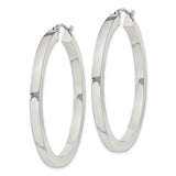 Sterling Silver Flat Hoop Earrings, Latch-Back Closure, High-Polish Minimalist Design