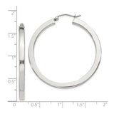 Sterling Silver Flat Hoop Earrings, Latch-Back Closure, High-Polish Minimalist Design