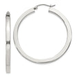 Sterling Silver Flat Hoop Earrings, Latch-Back Closure, High-Polish Minimalist Design