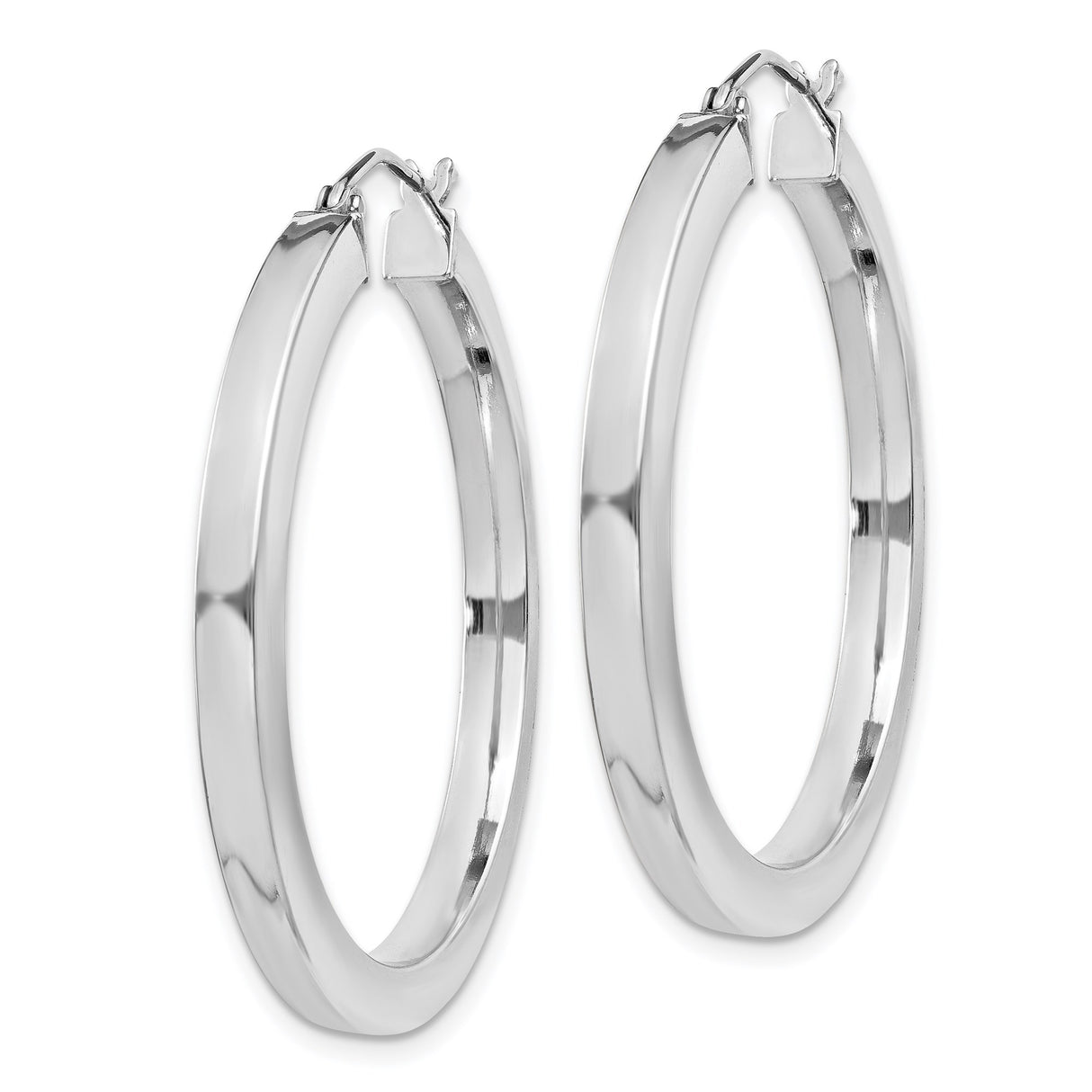 Sterling Silver Hoop Earrings, Flat Round Open Design with Polished Finish, Sleek Minimalist Style