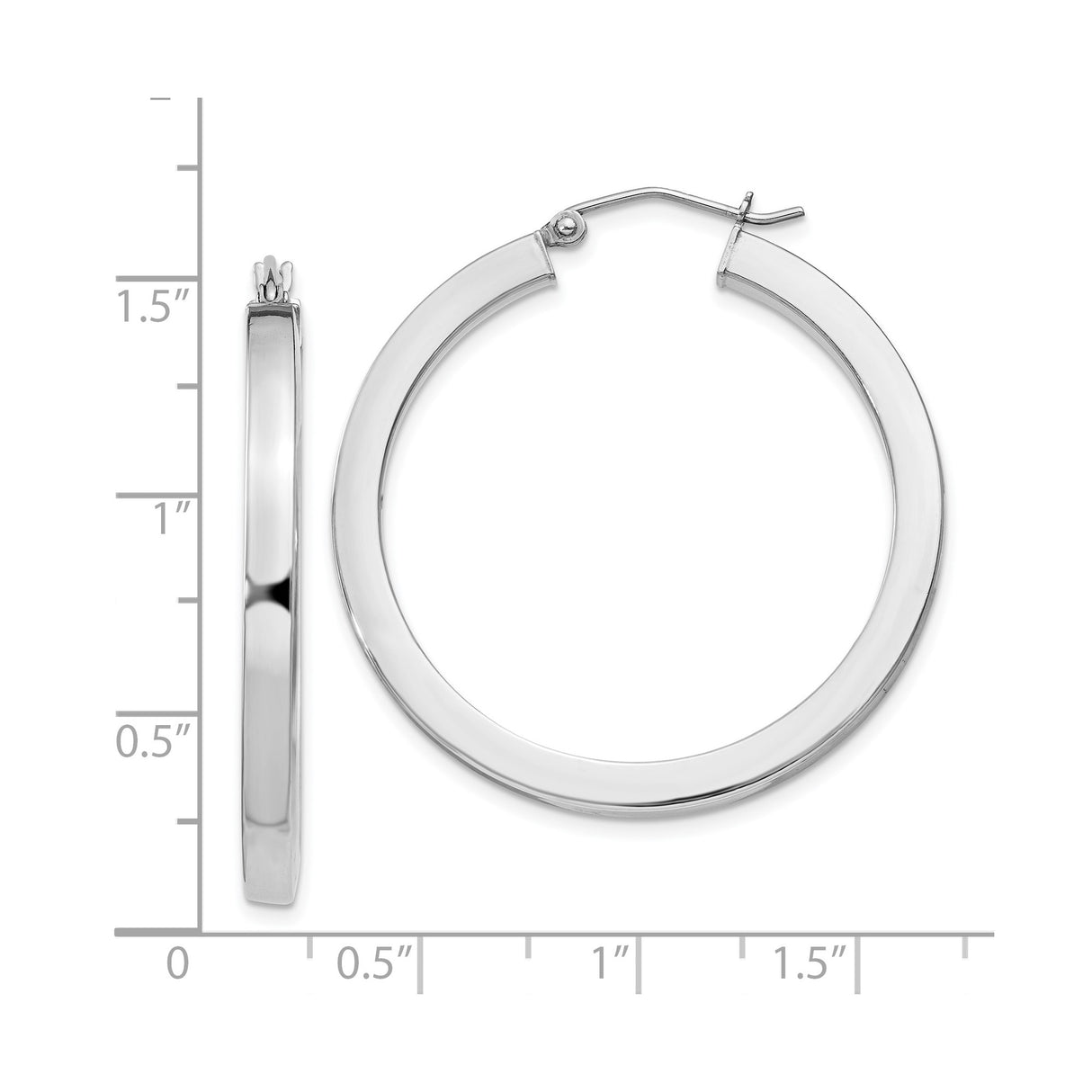 Sterling Silver Hoop Earrings, Flat Round Open Design with Polished Finish, Sleek Minimalist Style