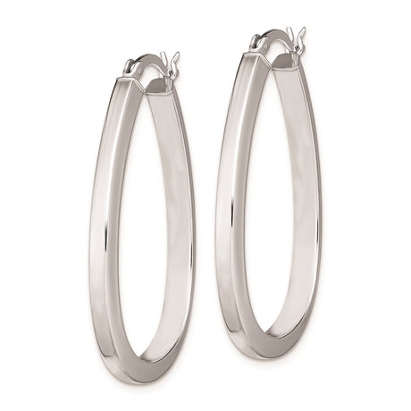 Sterling Silver Teardrop Hoop Earrings, Polished Flat Edge, Sleek Modern Minimalist Style
