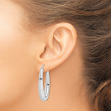 Sterling Silver Teardrop Hoop Earrings, Polished Lightweight Oval Dangle Design for Women