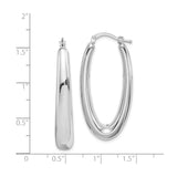 Sterling Silver Teardrop Hoop Earrings, Polished Lightweight Oval Dangle Design for Women