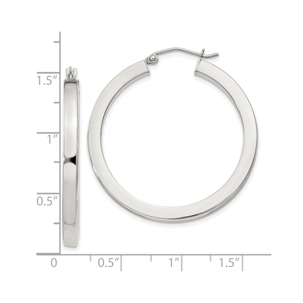 Sterling Silver Hoop Earrings, Classic Smooth High Polish Click-Top Design, Lightweight and Minimalist