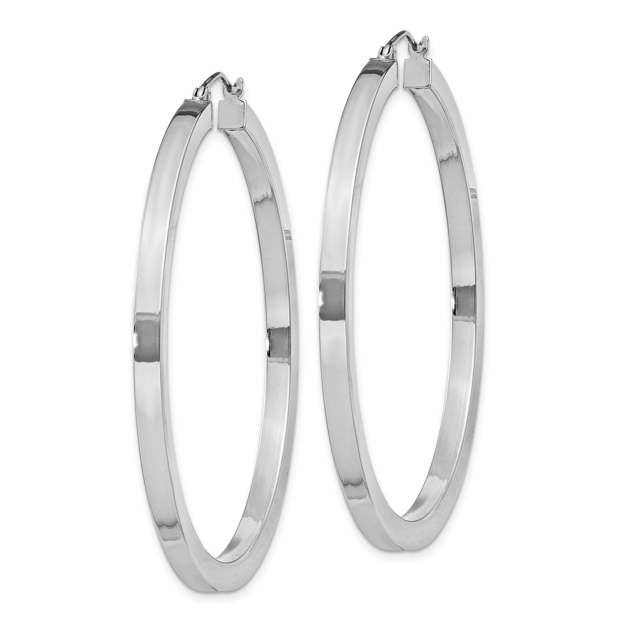 Sterling Silver Hoop Earrings, Square Tube Style with Flat Edge and High Polish Finish
