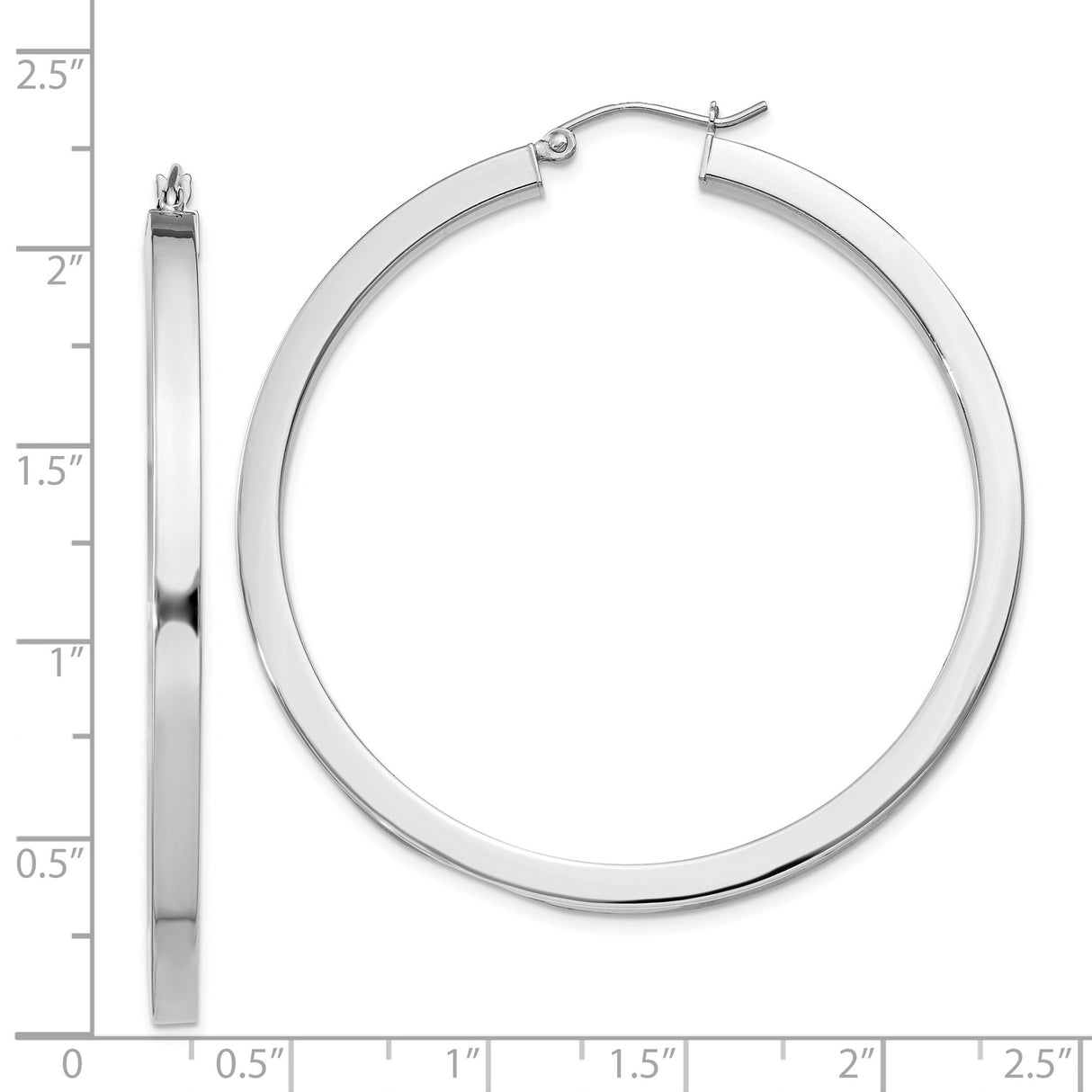 Sterling Silver Hoop Earrings, Square Tube Style with Flat Edge and High Polish Finish