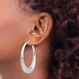 Sterling Silver Elongated Teardrop Hoop Earrings, Smooth Polished Finish, Lightweight Modern Design