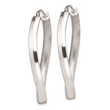 Sterling Silver Twisted Oval Hoop Earrings with Polished and Satin Finish for Women