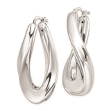 Sterling Silver Twisted Teardrop Hoop Earrings with Sleek Modern Sculptural Design