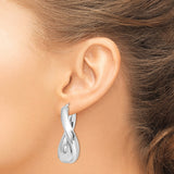 Sterling Silver Twisted Teardrop Hoop Earrings with Sleek Modern Sculptural Design