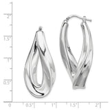 Sterling Silver Twisted Teardrop Hoop Earrings with Sleek Modern Sculptural Design