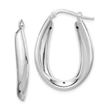 Sterling Silver Oval Hoop Earrings, Chunky Teardrop Design, Modern Lightweight Style for Women
