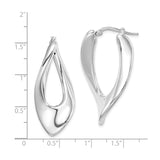 Sterling Silver Twisted Teardrop Hoop Earrings, Abstract Curved Sculptural Design for Women