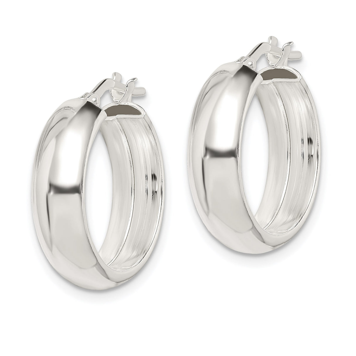 Sterling Silver Hoop Earrings, Lightweight Round Design with Latch-Back Closure, Minimalist Style