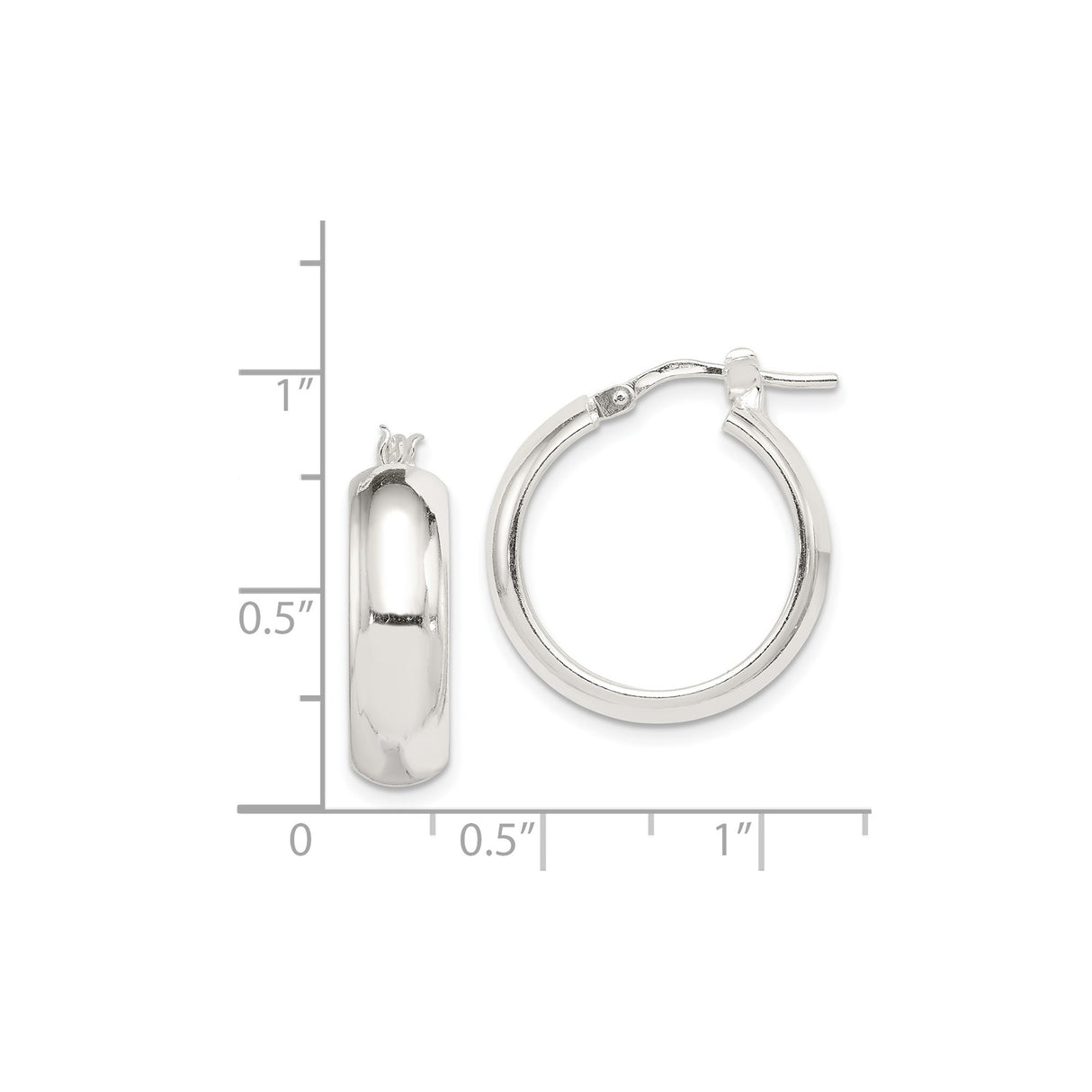 Sterling Silver Hoop Earrings, Lightweight Round Design with Latch-Back Closure, Minimalist Style