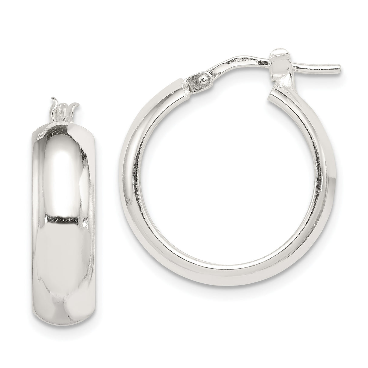 Sterling Silver Hoop Earrings, Lightweight Round Design with Latch-Back Closure, Minimalist Style