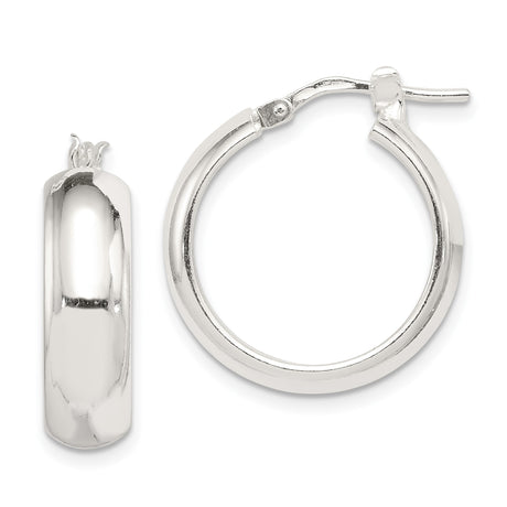 Sterling Silver Hoop Earrings, Lightweight Round Design with Latch-Back Closure, Minimalist Style