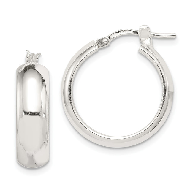Sterling Silver Hoop Earrings, Lightweight Round Design with Latch-Back Closure, Minimalist Style