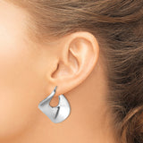 Sterling Silver Abstract Hoop Earrings with Sculptural Fluid Design, Modern Geometric Style