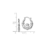 Sterling Silver Claddagh Hoop Earrings with Crowned Heart and Hands Design for Women