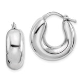Sterling Silver Chunky Hoop Earrings, Bold Rounded Minimalist Design, Lightweight Modern Style