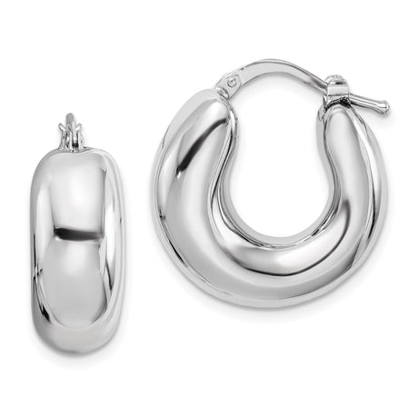 Sterling Silver Chunky Hoop Earrings, Bold Rounded Minimalist Design, Lightweight Modern Style