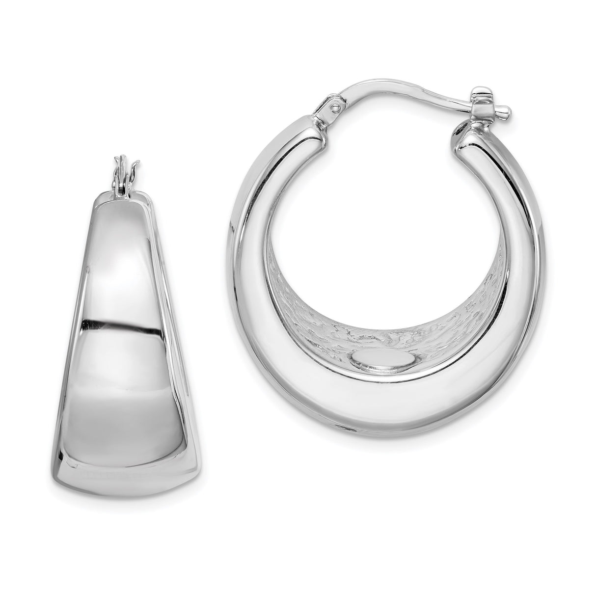 Sterling Silver Hoop Earrings with Smooth Tapered Design and High Polish Finish