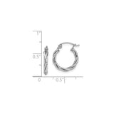 Sterling Silver Hoop Earrings, Twisted Rope Design, Lightweight Classic Style for Women