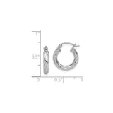Sterling Silver Twisted Rope Hoop Earrings, Polished Finish, Medium Size for Women