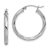 Sterling Silver Twisted Hoop Earrings, Polished Rope Style Medium Hoops for Women