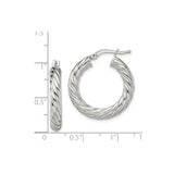 Sterling Silver Twisted Hoop Earrings with Polished Rope Design for Women